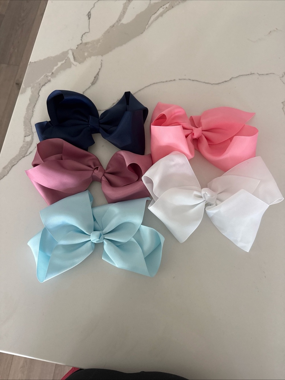 Kids Grosgrain Hair Bow Set - Navy, Pink, Mauve, Light Blue & White